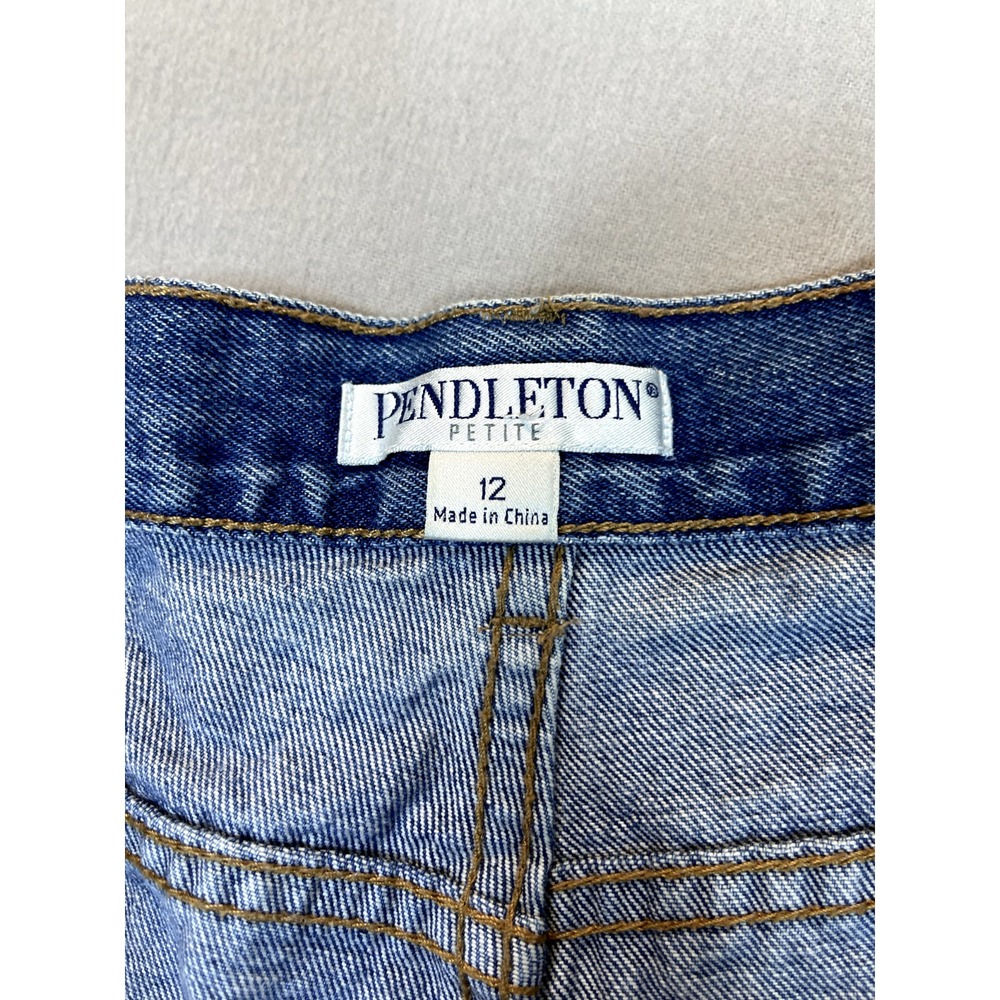 Pendleton‎ Jeans 12P Petite Womens High Waisted Straight Leg Zip Up Denim Mom - Picture 12 of 15
